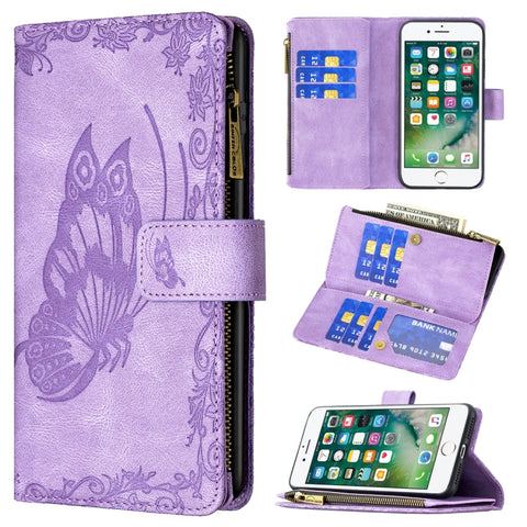 Flying Butterfly Embossing Pattern Zipper Horizontal Flip Leather Case with Holder & Card Slots & Wallet, For iPhone 8 / 7, For iPhone 8 Plus / 7 Plus, For iPhone XS / X, For iPhone XR, For iPhone XS Max, For iPhone 11, For iPhone 11 Pro               ...