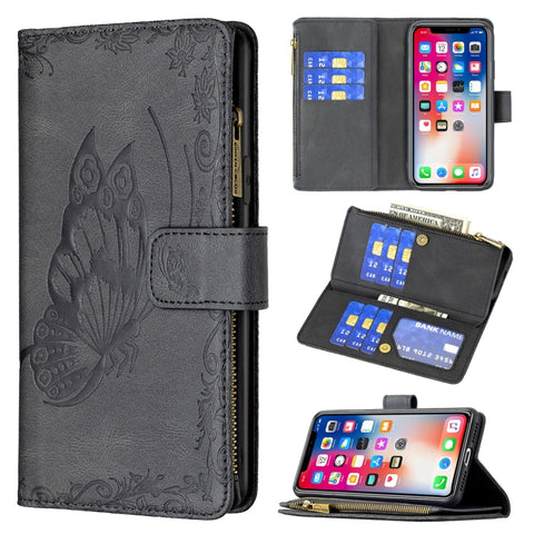 Flying Butterfly Embossing Pattern Zipper Horizontal Flip Leather Case with Holder & Card Slots & Wallet, For iPhone 8 / 7, For iPhone 8 Plus / 7 Plus, For iPhone XS / X, For iPhone XR, For iPhone XS Max, For iPhone 11, For iPhone 11 Pro               ...