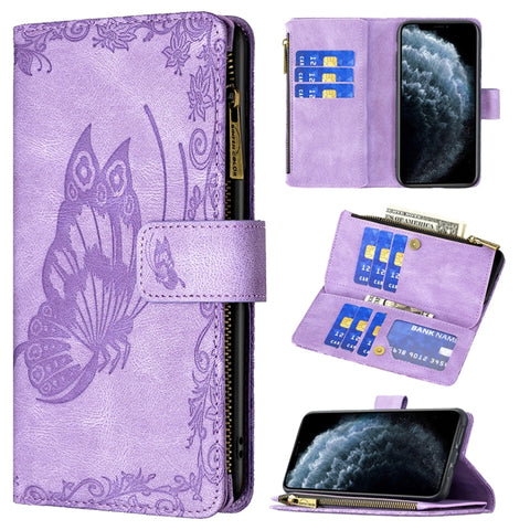 Flying Butterfly Embossing Pattern Zipper Horizontal Flip Leather Case with Holder & Card Slots & Wallet, For iPhone 8 / 7, For iPhone 8 Plus / 7 Plus, For iPhone XS / X, For iPhone XR, For iPhone XS Max, For iPhone 11, For iPhone 11 Pro               ...