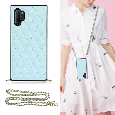 Elegant Rhombic Pattern Microfiber Leather +TPU Shockproof Case with Crossbody Strap Chain, For Samsung Galaxy A90 5G, For Samsung Galaxy Note10+, For Samsung Galaxy Note20 Ultra, For Samsung Galaxy S9+, For Samsung Galaxy S10, For Samsung Galaxy S10+ ...