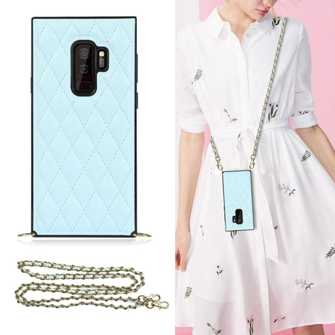 Elegant Rhombic Pattern Microfiber Leather +TPU Shockproof Case with Crossbody Strap Chain, For Samsung Galaxy A90 5G, For Samsung Galaxy Note10+, For Samsung Galaxy Note20 Ultra, For Samsung Galaxy S9+, For Samsung Galaxy S10, For Samsung Galaxy S10+ ...