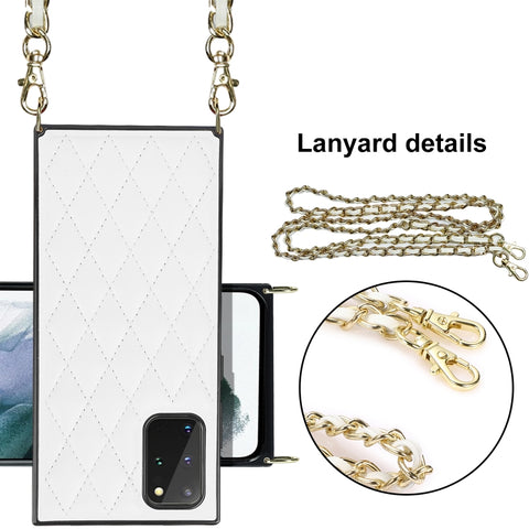 Elegant Rhombic Pattern Microfiber Leather +TPU Shockproof Case with Crossbody Strap Chain, For Samsung Galaxy S20, For Samsung Galaxy S20+, For Samsung Galaxy S21 5G, For Samsung Galaxy S21+ 5G