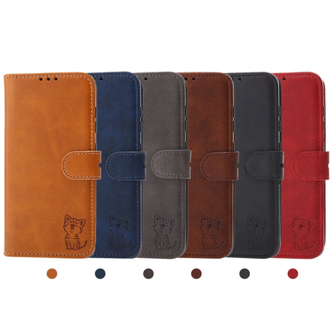 Embossed Happy Cat Pattern Horizontal Flip Leather Case with Holder & Card Slots & Wallet, For Samsung Galaxy S21 FE, For Samsung Galaxy A12, For Samsung Galaxy A22 4G, For Samsung Galaxy A22 5G EU Version, For Samsung Galaxy A32 4G                    ...