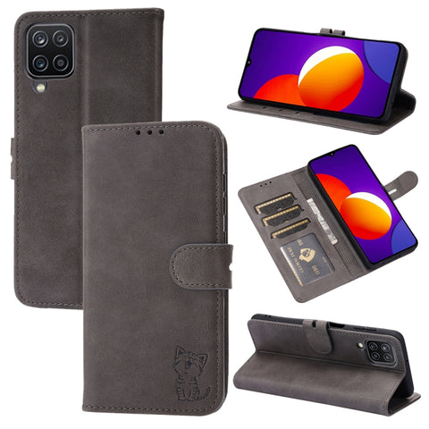 Embossed Happy Cat Pattern Horizontal Flip Leather Case with Holder & Card Slots & Wallet, For Samsung Galaxy S21 FE, For Samsung Galaxy A12, For Samsung Galaxy A22 4G, For Samsung Galaxy A22 5G EU Version, For Samsung Galaxy A32 4G                    ...