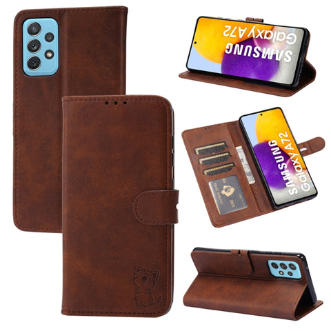 Embossed Happy Cat Pattern Horizontal Flip Leather Case with Holder & Card Slots & Wallet, For Samsung Galaxy S21 FE, For Samsung Galaxy A12, For Samsung Galaxy A22 4G, For Samsung Galaxy A22 5G EU Version, For Samsung Galaxy A32 4G                    ...
