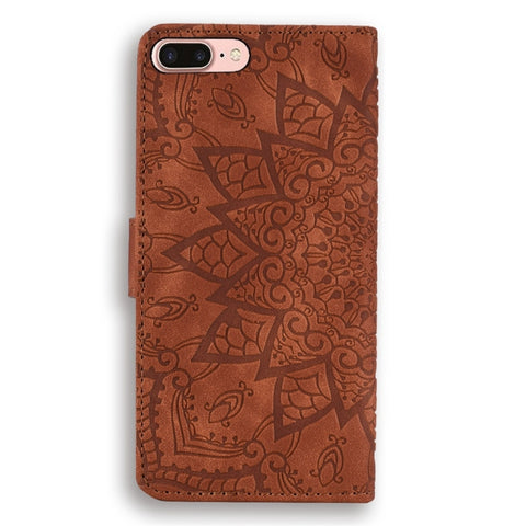 Calf Pattern Diamond Mandala Double Folding Design Embossed Leather Case with Wallet & Holder & Card Slots, For iPhone 6 / 6s, For iPhone 6 Plus / 6s Plus, For iPhone 7 / 8, For iPhone 7 Plus / 8 Plus, For iPhone X / XS, For iPhone XR, For iPhone XS Ma...