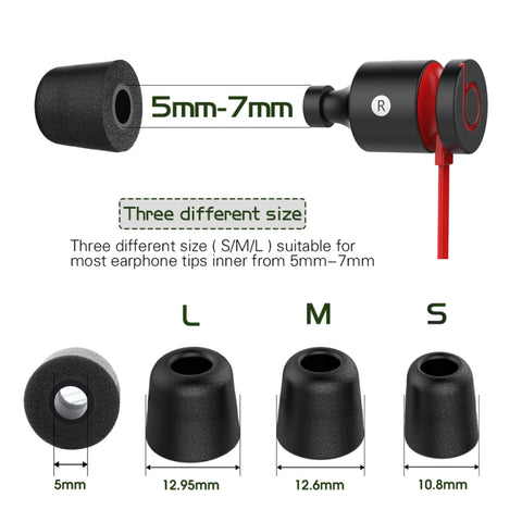 6 Pairs New Bee NB-M1 Slow Rebound Memory Foam Ear Caps with Storage Box, Suitable for 5mm-7mm Earphone Plugs, Memory Foam Black, Memory Foam Red, Silicone & Memory Foam Grey