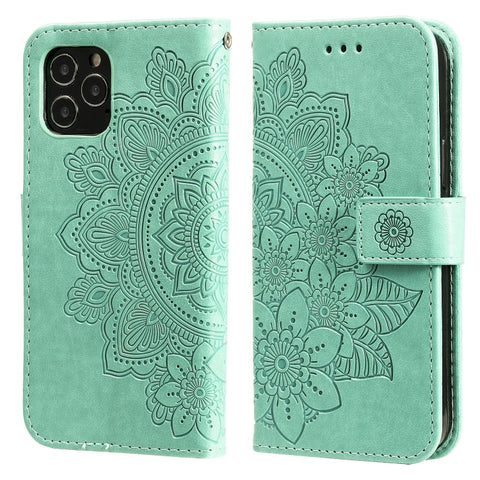 7-petal Flowers Embossing Pattern Horizontal Flip PU Leather Case with Holder & Card Slots & Wallet & Photo Frame, For iPhone 11, For iPhone 11 Pro, For iPhone 11 Pro Max, For iPhone 12 mini, For iPhone 12 / 12 Pro, For iPhone 12 Pro Max