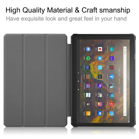 Custer Pattern Pure Color TPU Smart Tablet Holster with Sleep Function & 3-Fold Holder, For Amazon Kindle Fire HD 10 2021, For Samsung Galaxy Tab A7 Lite T220 / T225
