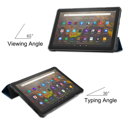 Custer Pattern Pure Color TPU Smart Tablet Holster with Sleep Function & 3-Fold Holder, For Amazon Kindle Fire HD 10 2021, For Samsung Galaxy Tab A7 Lite T220 / T225
