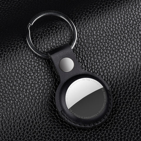 For AirTag 2nd Gen / AirTag 1st Gen Shockproof Anti-scratch Leather Protective Case Cover with Hang Loop Key Chain