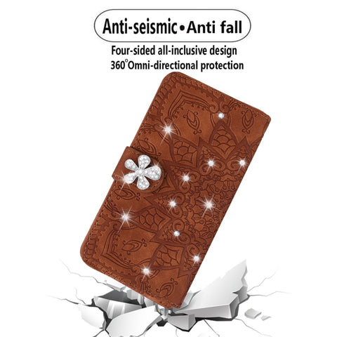 Calf Pattern Diamond Mandala Double Folding Design Embossed Leather Case with Wallet & Holder & Card Slots, For Galaxy A5 (2018) / A8 (2018), For Galaxy A6 (2018), For Galaxy A6+ (2018) / J8 (2018), For Galaxy A9 (2018), For Galaxy A10, For Galaxy A10e...