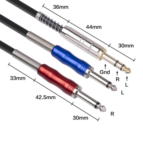 Stereo 6.35mm Male to Dual Mono 6.35mm Audio Cable, 1.8m, 3m, 5m