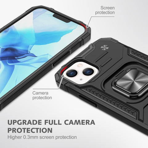 Magnetic Armor Shockproof TPU + PC Case with Metal Ring Holder, For iPhone 13 mini, For iPhone 13, For iPhone 13 Pro, For iPhone 13 Pro Max