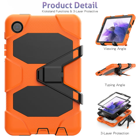 Shockproof Colorful Silicon + PC Protective Case with Holder & Pen Slot, For Samsung Galaxy A7 Lite 8.7 2021 T220 / T225