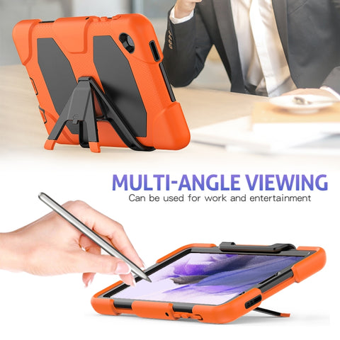 Shockproof Colorful Silicon + PC Protective Case with Holder & Pen Slot, For Samsung Galaxy A7 Lite 8.7 2021 T220 / T225