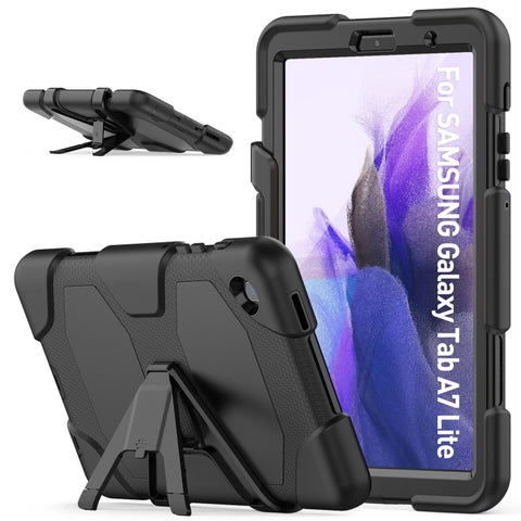 Shockproof Colorful Silicon + PC Protective Case with Holder & Pen Slot, For Samsung Galaxy A7 Lite 8.7 2021 T220 / T225
