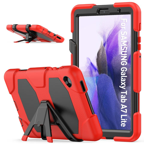 Shockproof Colorful Silicon + PC Protective Case with Holder & Pen Slot, For Samsung Galaxy A7 Lite 8.7 2021 T220 / T225