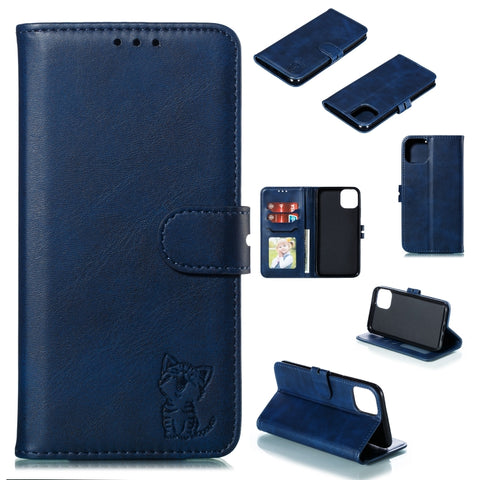 Embossed Happy Cat Pattern Horizontal Flip Leather Case with Holder & Card Slots & Wallet, For iPhone 13 mini, For iPhone 13, For iPhone 13 Pro, For iPhone 13 Pro Max