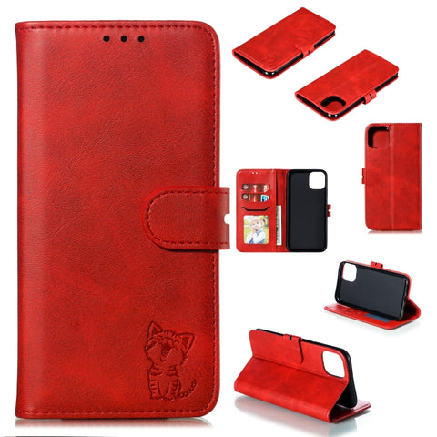 Embossed Happy Cat Pattern Horizontal Flip Leather Case with Holder & Card Slots & Wallet, For iPhone 13 mini, For iPhone 13, For iPhone 13 Pro, For iPhone 13 Pro Max