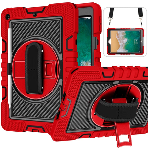 360 Degree Rotation Contrast Color Shockproof Silicone + PC Case with Holder & Hand Grip Strap & Shoulder Strap, For iPad 9.7 2018 / 2017, For iPad 10.2 2021 / 2020 / 2019, For iPad 10.9 / Pro 11 2020 / 2021 / 2018                                      ...