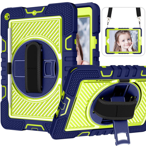 360 Degree Rotation Contrast Color Shockproof Silicone + PC Case with Holder & Hand Grip Strap & Shoulder Strap, For iPad 9.7 2018 / 2017, For iPad 10.2 2021 / 2020 / 2019, For iPad 10.9 / Pro 11 2020 / 2021 / 2018                                      ...