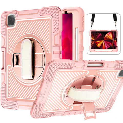 360 Degree Rotation Contrast Color Shockproof Silicone + PC Case with Holder & Hand Grip Strap & Shoulder Strap, For iPad 9.7 2018 / 2017, For iPad 10.2 2021 / 2020 / 2019, For iPad 10.9 / Pro 11 2020 / 2021 / 2018                                      ...