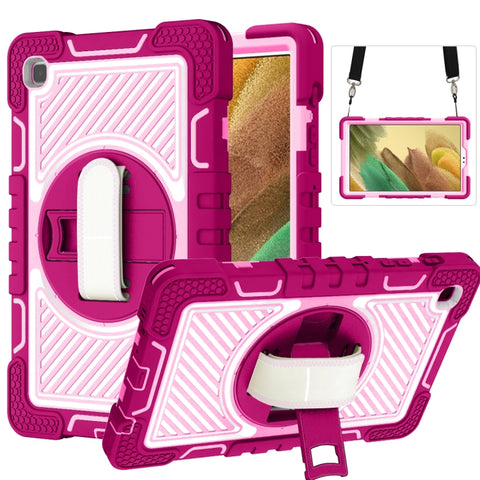 360 Degree Rotation Contrast Color Shockproof Silicone + PC Case with Holder & Hand Grip Strap & Shoulder Strap, For iPad 9.7 2018 / 2017, For iPad 10.2 2021 / 2020 / 2019, For iPad 10.9 / Pro 11 2020 / 2021 / 2018                                      ...