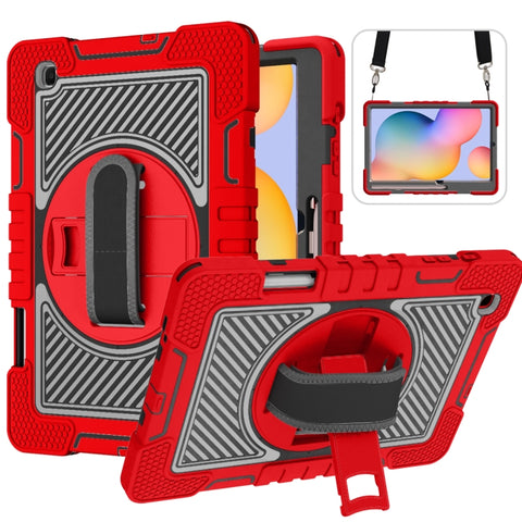 360 Degree Rotation Contrast Color Shockproof Silicone + PC Case with Holder & Hand Grip Strap & Shoulder Strap, For iPad 9.7 2018 / 2017, For iPad 10.2 2021 / 2020 / 2019, For iPad 10.9 / Pro 11 2020 / 2021 / 2018                                      ...