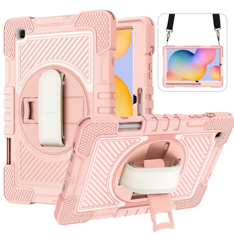 360 Degree Rotation Contrast Color Shockproof Silicone + PC Case with Holder & Hand Grip Strap & Shoulder Strap, For iPad 9.7 2018 / 2017, For iPad 10.2 2021 / 2020 / 2019, For iPad 10.9 / Pro 11 2020 / 2021 / 2018                                      ...