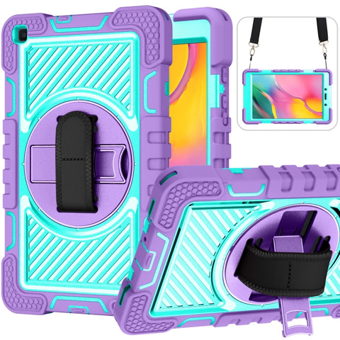 360 Degree Rotation Contrast Color Shockproof Silicone + PC Case with Holder & Hand Grip Strap & Shoulder Strap, For iPad 9.7 2018 / 2017, For iPad 10.2 2021 / 2020 / 2019, For iPad 10.9 / Pro 11 2020 / 2021 / 2018                                      ...