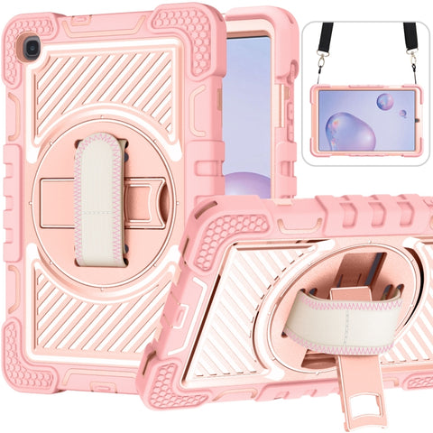 360 Degree Rotation Contrast Color Shockproof Silicone + PC Case with Holder & Hand Grip Strap & Shoulder Strap, For iPad 9.7 2018 / 2017, For iPad 10.2 2021 / 2020 / 2019, For iPad 10.9 / Pro 11 2020 / 2021 / 2018                                      ...