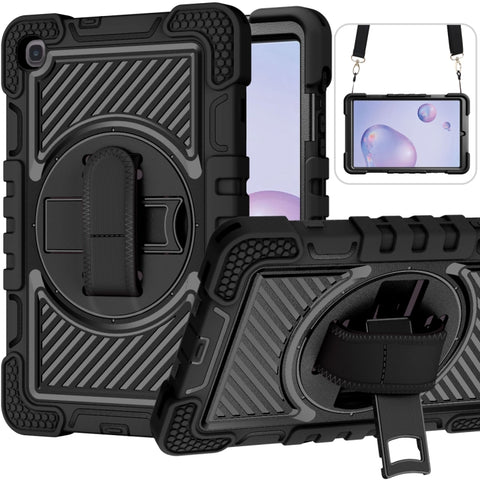 360 Degree Rotation Contrast Color Shockproof Silicone + PC Case with Holder & Hand Grip Strap & Shoulder Strap, For iPad 9.7 2018 / 2017, For iPad 10.2 2021 / 2020 / 2019, For iPad 10.9 / Pro 11 2020 / 2021 / 2018                                      ...