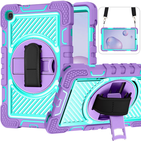 360 Degree Rotation Contrast Color Shockproof Silicone + PC Case with Holder & Hand Grip Strap & Shoulder Strap, For iPad 9.7 2018 / 2017, For iPad 10.2 2021 / 2020 / 2019, For iPad 10.9 / Pro 11 2020 / 2021 / 2018                                      ...