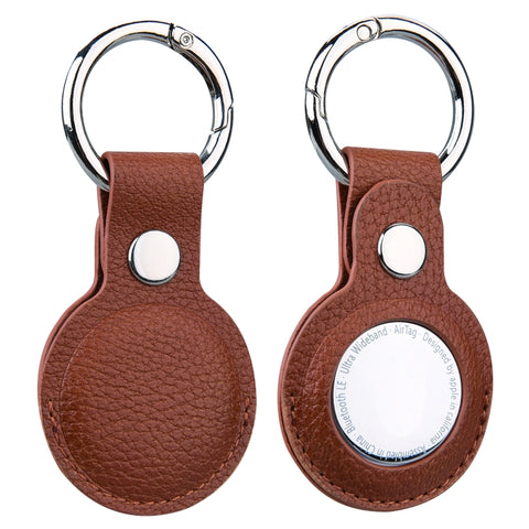 Litchi Texture Leather Protective Case with Key Ring for AirTag 2nd Gen / AirTag 1st Gen
