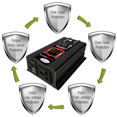 Tang III Generation 12V to 110V 6000W Car Power Inverter with LCD Display & Dual USB, 12V to 110V