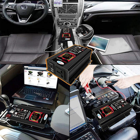 Tang III Generation 12V to 110V 6000W Car Power Inverter with LCD Display & Dual USB, 12V to 110V