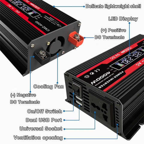 Zhizun 12V to 220V 4000W Car Power Inverter, 12V to 220V