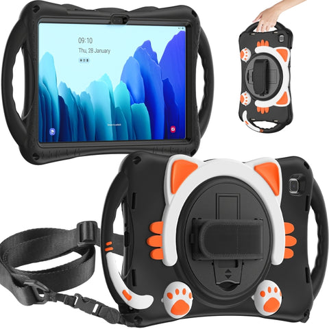 Cute Cat King Kids Shockproof EVA Protective Case with Holder & Shoulder Strap & Handle, For Samsung Galaxy Tab A7 10.4 2020 SM-T500