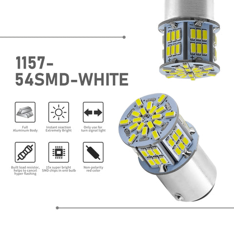 1 Pair E0052 9-14V 1157-54SMD-2835 6000K 1080LM White Light Car Decoding Brake Driving Light, E0053