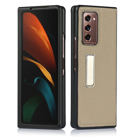 Lychee Texture Leather Protective Case with Holder, For Samsung Galaxy Z Fold2 5G