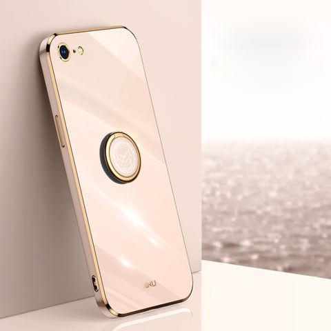 XINLI Straight Edge 6D Electroplate TPU Phone Case with Ring Holder, For iPhone 6 / 6s, For iPhone 6 Plus / 6s Plus, For iPhone 8 Plus / 7 Plus, For iPhone SE 2022 / SE 2020 / 8 / 7, For iPhone 11, For iPhone 11 Pro