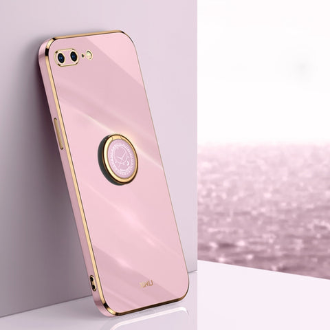 XINLI Straight Edge 6D Electroplate TPU Phone Case with Ring Holder, For iPhone 6 / 6s, For iPhone 6 Plus / 6s Plus, For iPhone 8 Plus / 7 Plus, For iPhone SE 2022 / SE 2020 / 8 / 7, For iPhone 11, For iPhone 11 Pro