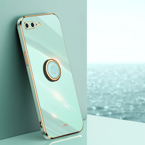 XINLI Straight Edge 6D Electroplate TPU Phone Case with Ring Holder, For iPhone 6 / 6s, For iPhone 6 Plus / 6s Plus, For iPhone 8 Plus / 7 Plus, For iPhone SE 2022 / SE 2020 / 8 / 7, For iPhone 11, For iPhone 11 Pro