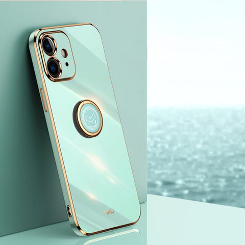 XINLI Straight Edge 6D Electroplate TPU Phone Case with Ring Holder, For iPhone 6 / 6s, For iPhone 6 Plus / 6s Plus, For iPhone 8 Plus / 7 Plus, For iPhone SE 2022 / SE 2020 / 8 / 7, For iPhone 11, For iPhone 11 Pro