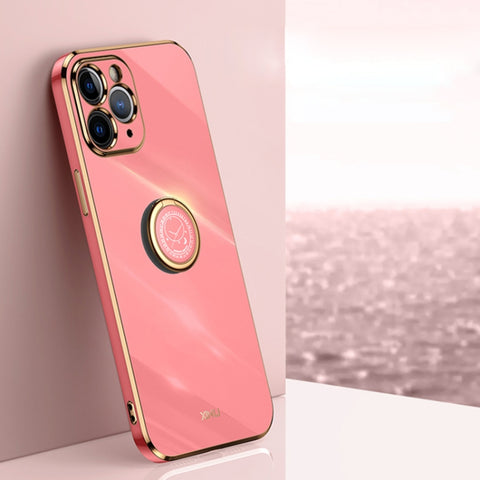 XINLI Straight Edge 6D Electroplate TPU Phone Case with Ring Holder, For iPhone 6 / 6s, For iPhone 6 Plus / 6s Plus, For iPhone 8 Plus / 7 Plus, For iPhone SE 2022 / SE 2020 / 8 / 7, For iPhone 11, For iPhone 11 Pro