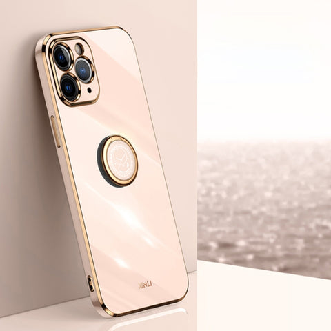 XINLI Straight Edge 6D Electroplate TPU Phone Case with Ring Holder, For iPhone 6 / 6s, For iPhone 6 Plus / 6s Plus, For iPhone 8 Plus / 7 Plus, For iPhone SE 2022 / SE 2020 / 8 / 7, For iPhone 11, For iPhone 11 Pro