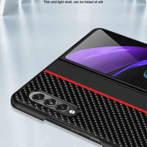 Carbon Fiber Texture Shockproof Splicing Leather Case, For Samsung Galaxy Z Fold3 5G