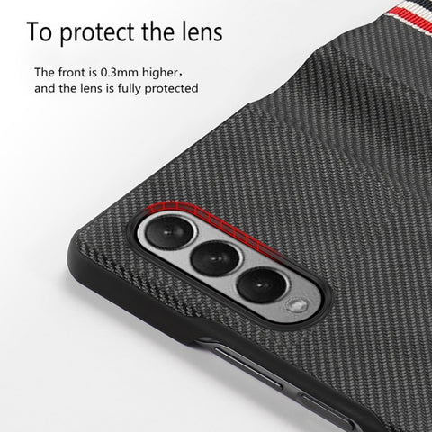 Carbon Fiber Texture Folding All Inclusive PU Shockproof Splicing Leather Case, For Samsung Galaxy Z Fold3 5G
