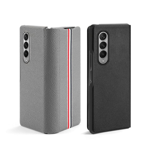 Cowhide Shockproof Fold Splicing Leather Case, For Samsung Galaxy Z Fold3 5G